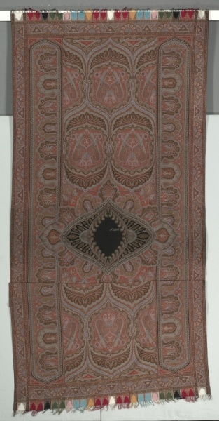 Long Shawl with Botehs, Black Center, and Lobed Arcades
