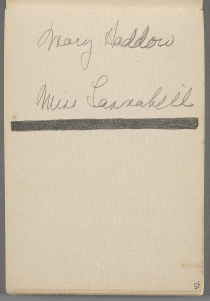 Sketchbook No. 4, page 42: Inscribed in pencil: Mary Haddow Miss Lanabill