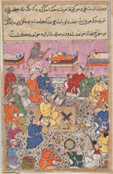 The infant son of the king of Isfahan responds to music, from a Tuti-nama (Tales of a Parrot): Thirteenth Night