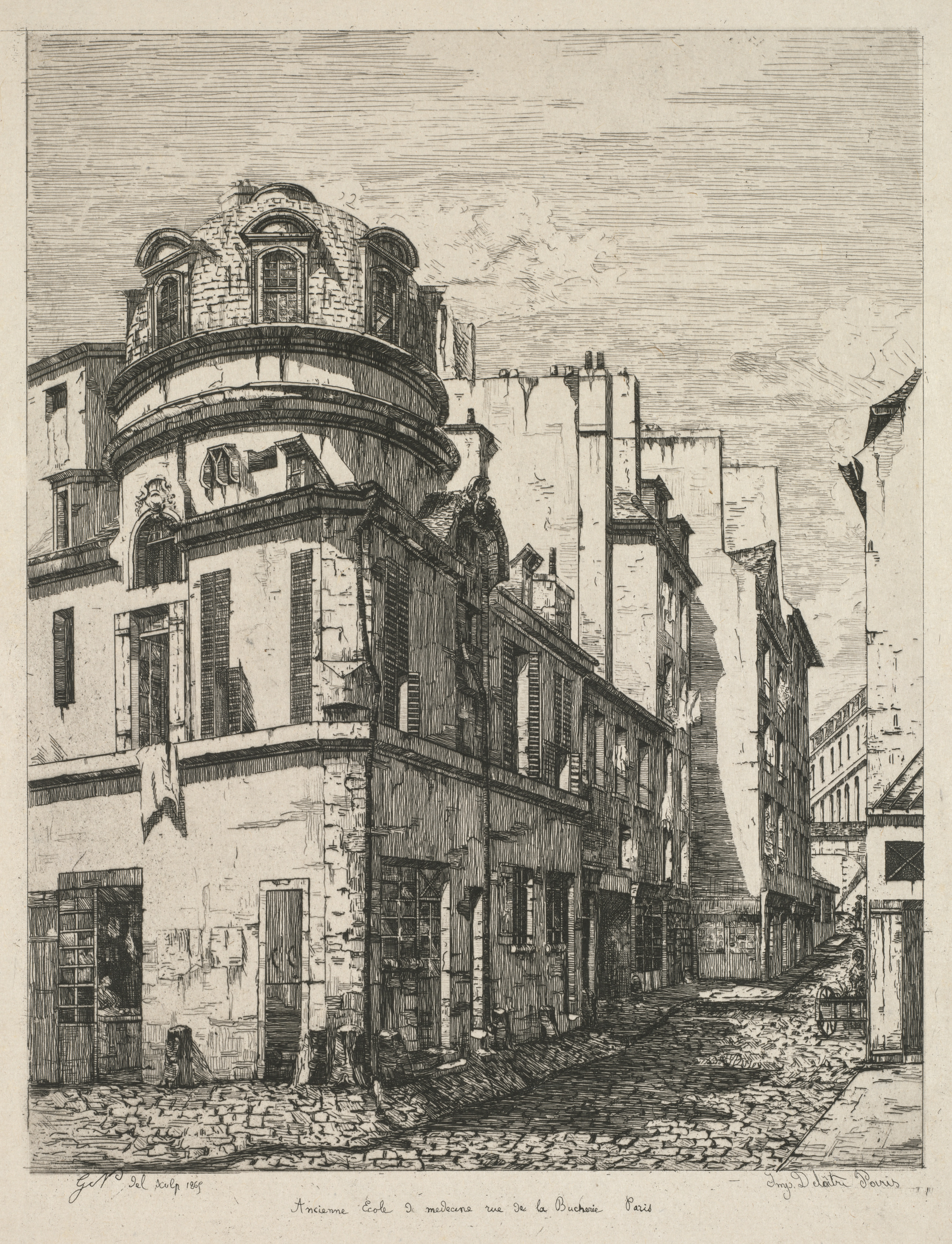 Eaux-Fortes sur le Vieux Paris: Ancienne école de médecine rue de la Bûcherie (Etchings of Old Paris: Former Medical School, rue de la Bucherie)