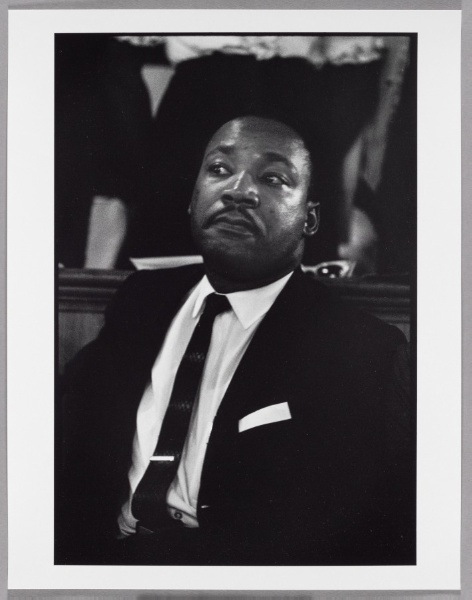 Dr. Martin Luther King just before he speaks at Birmingham