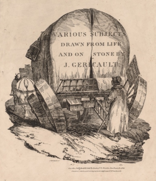 Various Subjects Drawn from Life and on Stone:  A Wagon with Harnessed Horses