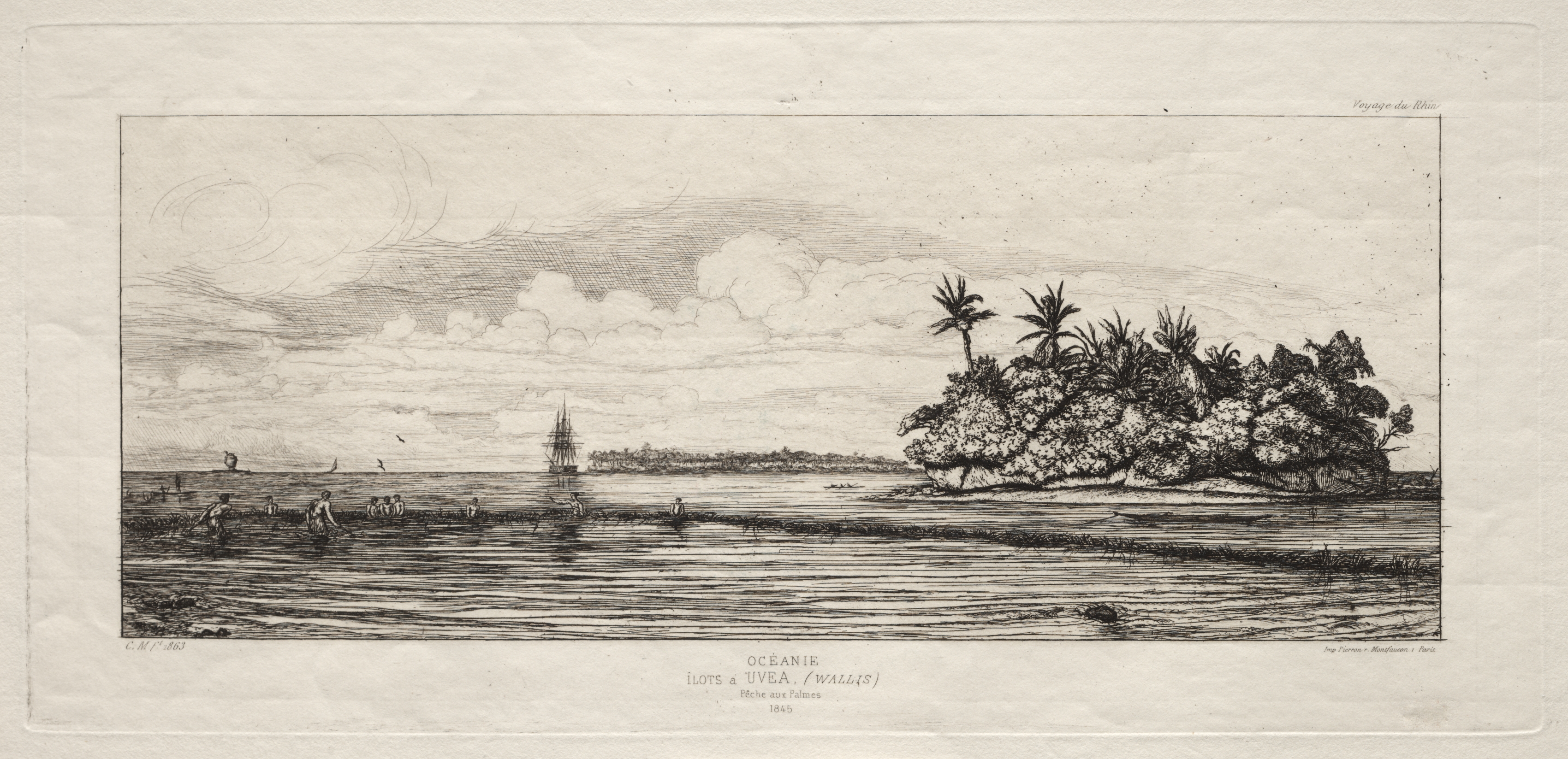 Oceania:  Fishing near Islands with Palms in the Uea or Wallis Group, 1845