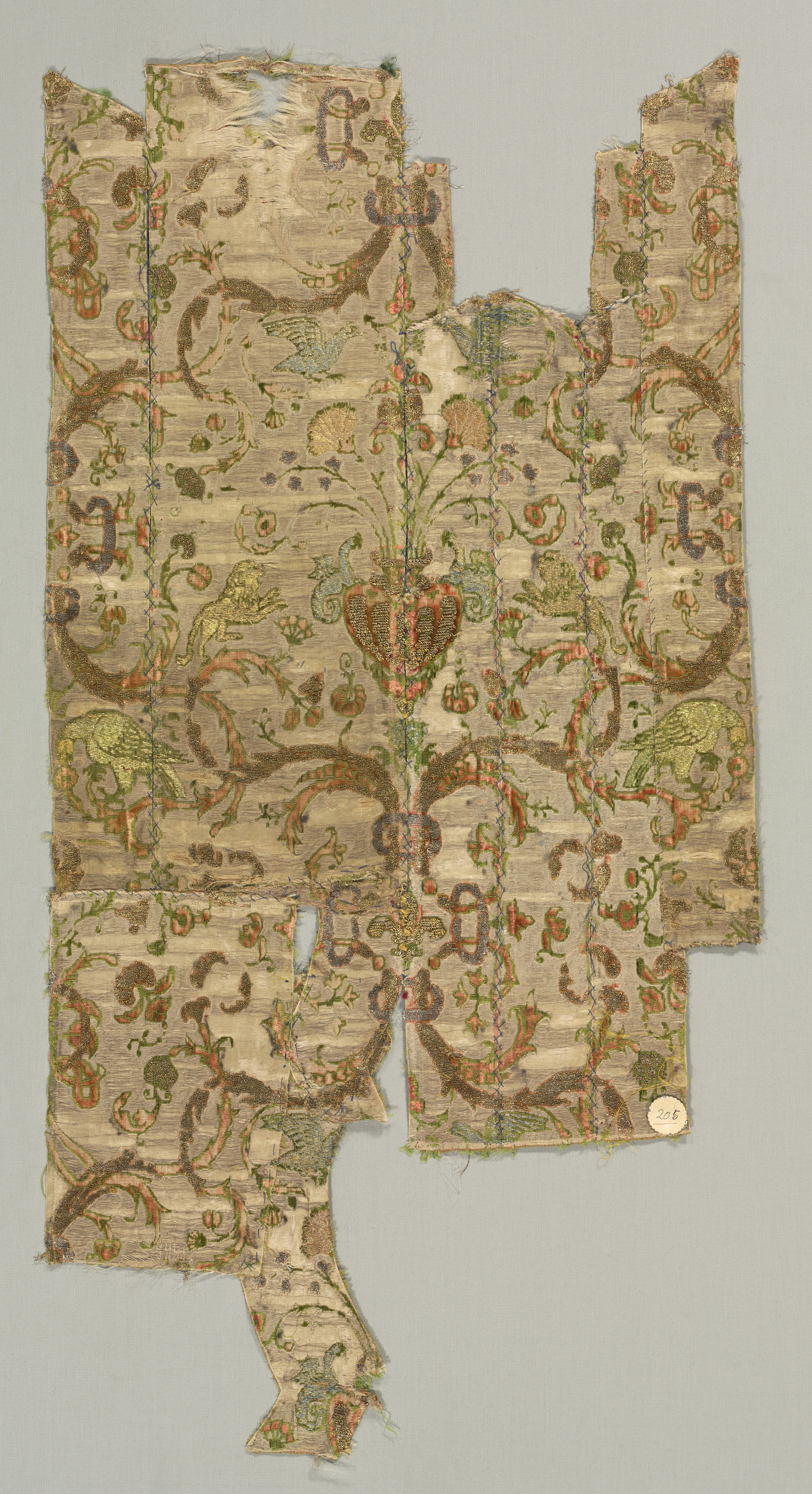 Silk Fragment in the Shape of the Upper Front of a Garment