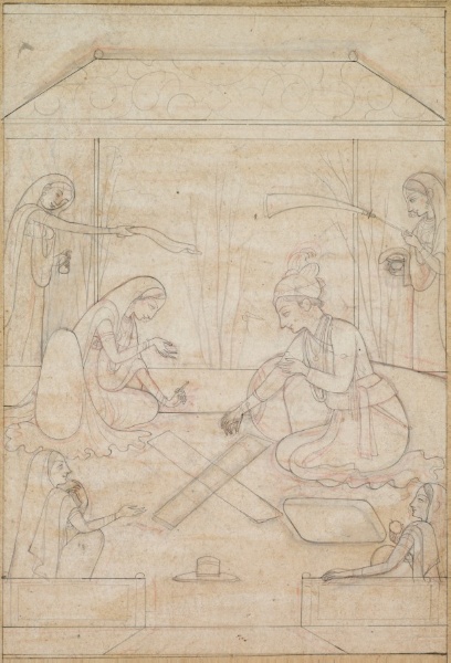 Couple Playing Chaupar on a Terrace