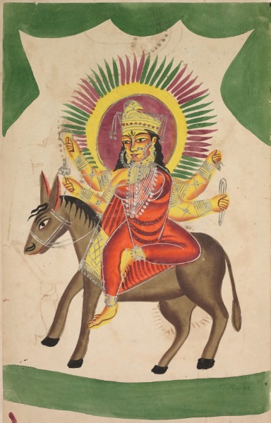 Sheetaladevi: The Smallpox Goddess (recto), from a Kalighat album