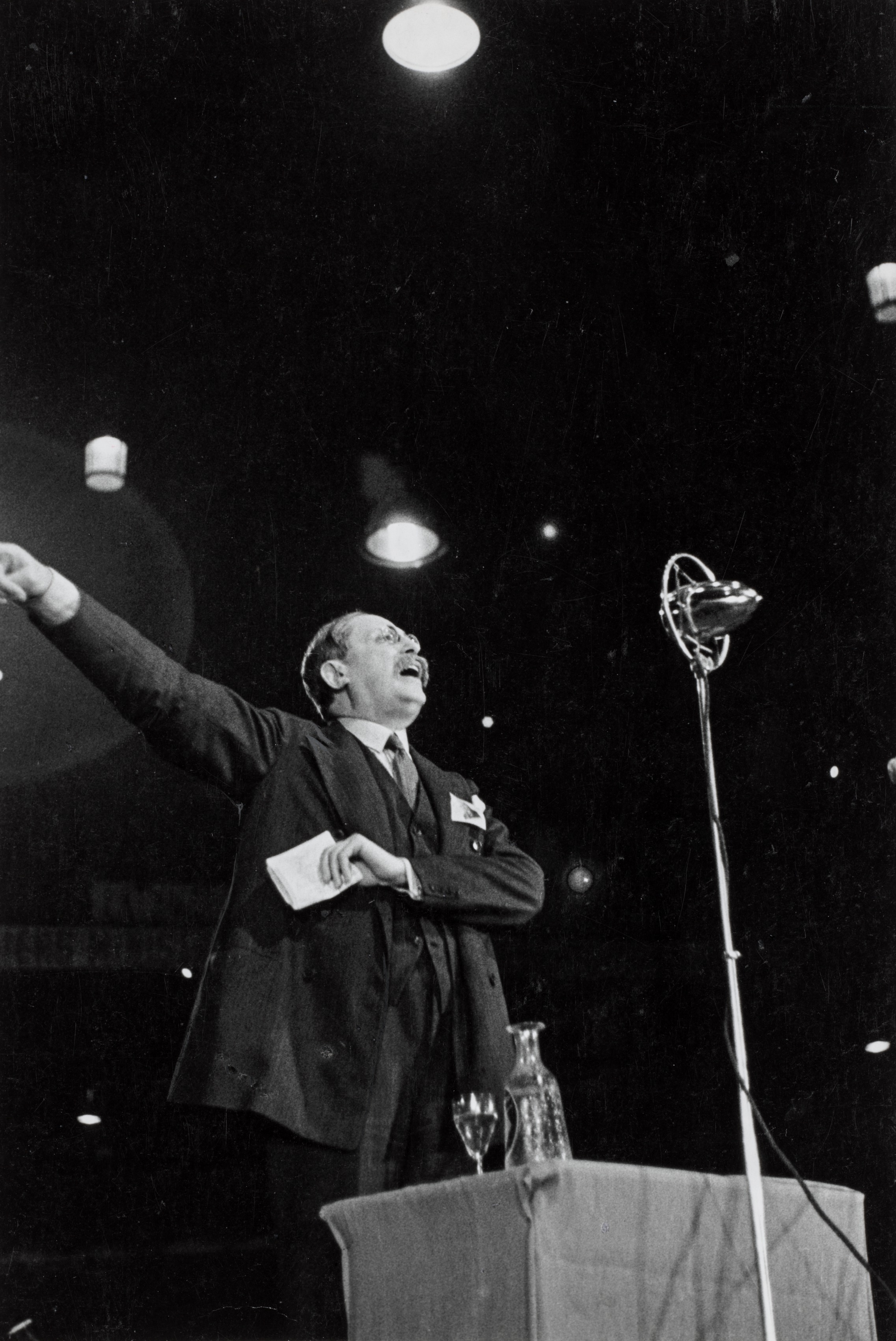 Léon Blume Raising Arm While Giving Speech, Velodrome d'Hiver, 15th Arronissement, Paris, June 1936