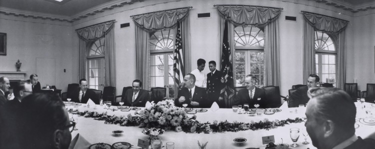 President Lyndon B. Johnson, at Luncheon in the Cabinet Room of the White House with State Governors, Washington, D.C.