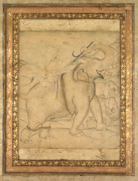 Portrait of Emperor Jahangir Riding an Elephant