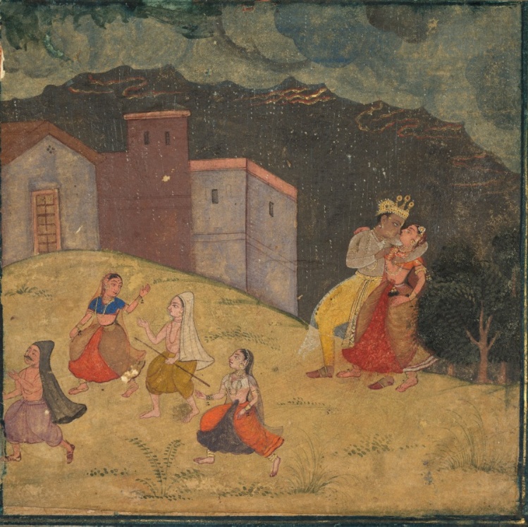 Radha and Krishna Caught in a Storm
