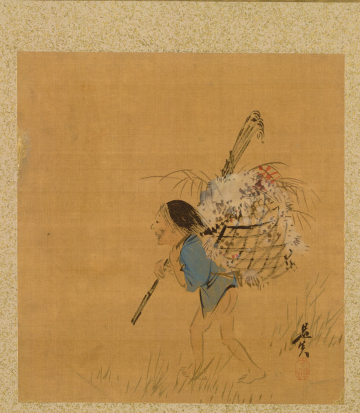 Peasant with Basket from Album of Paintings by the Venerable Zeshin