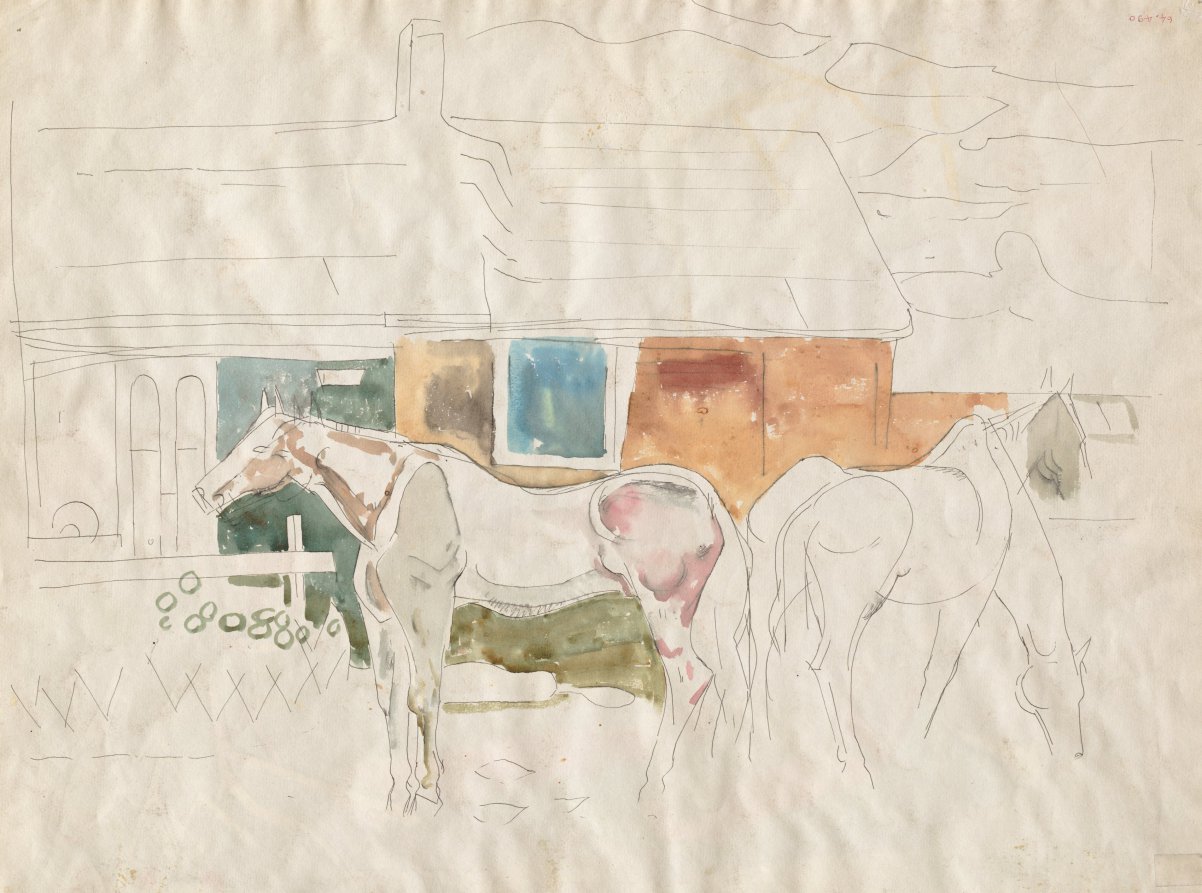Two Horses (verso), William Sommer, c. 1890–1949