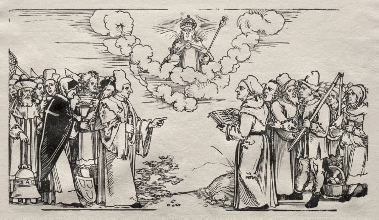 Dispute between Luther and a Catholic Theologian