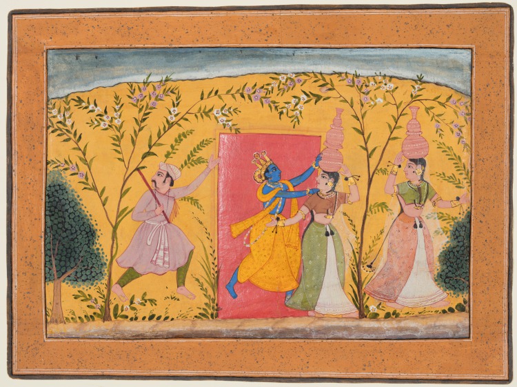 Krishna Exacts a Toll from the Milkmaids: Dana-Lila, from a Bhagavata Purana