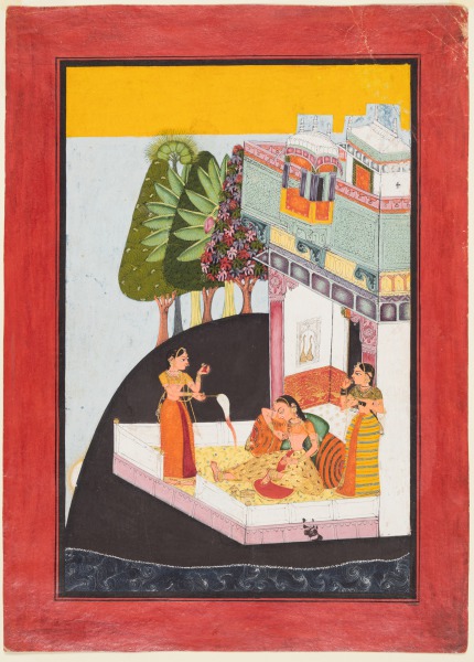 A Disconsolate Lady on a Terrace with Attendants