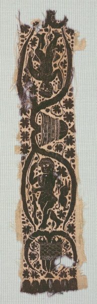 Rare Silk Tunic Fragment with Ornamental Sleeve Band