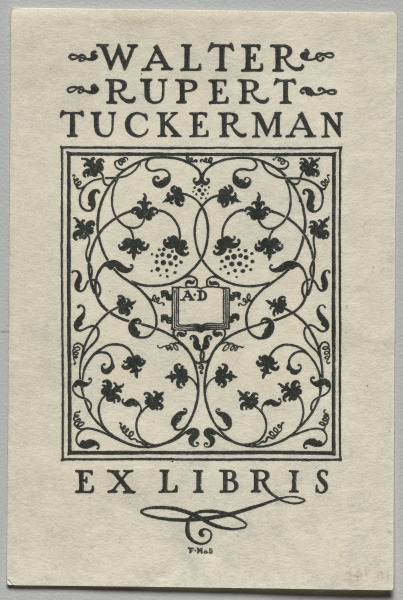 Bookplate:  Walter Rupert Tuckerman, Ex Libris inscribed