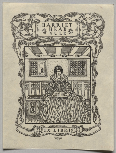 Bookplate:  Harriet Head Yule, Ex Libris inscribed