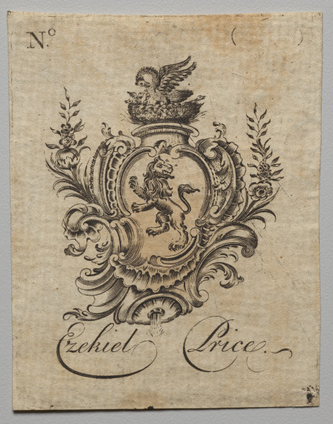 Bookplate:  Coat of Arms with Ezekiel Price inscribed