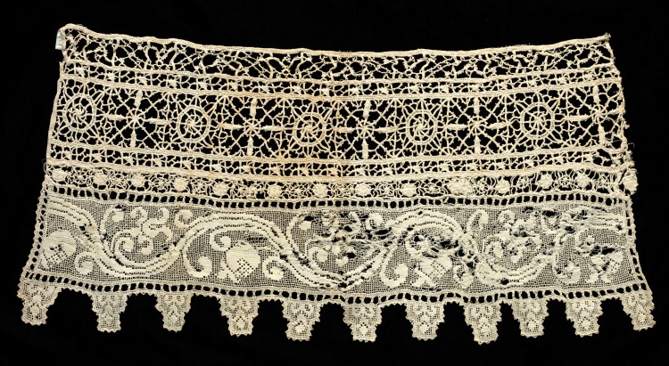 Fragment of a Border with Floral Vine and Geometric Patterns