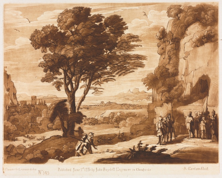 Liber Veritatis:  No. 145, A Landscape, with Figures, Simon brought before Priam