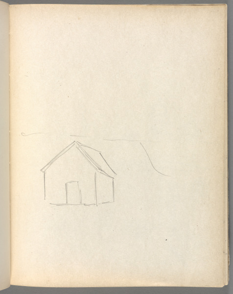 Sketchbook No. 6, page 75: Pencil outline of small house