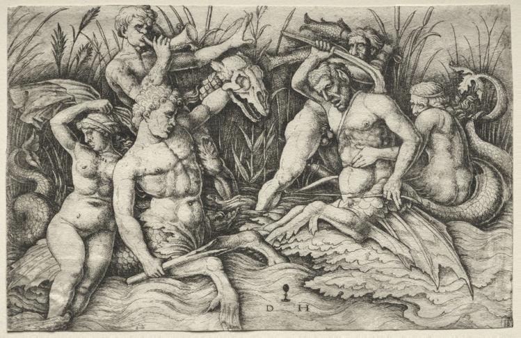 Two Tritons fighting - Battle of the Sea Gods (right portion)