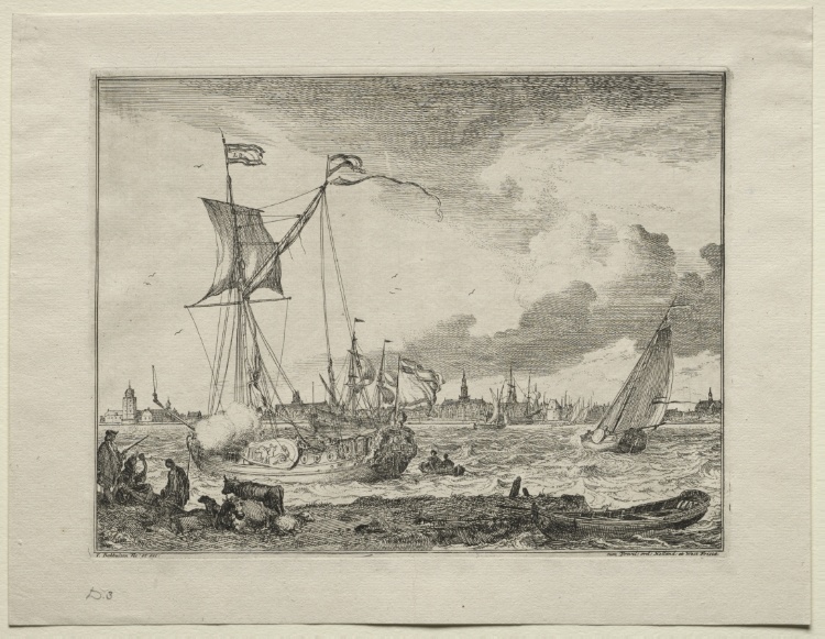 View of Amsterdam with Ships in Foreground