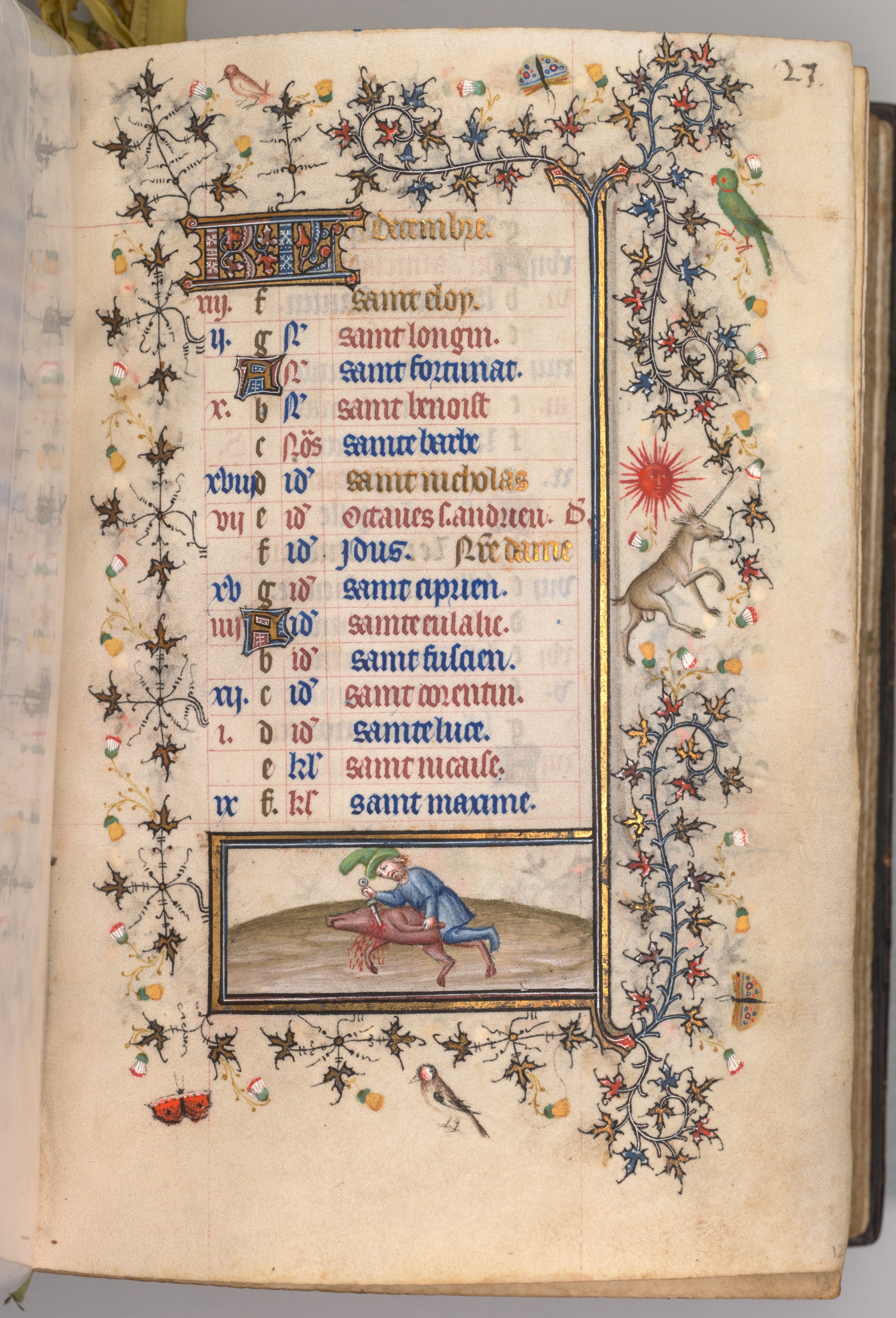 Hours of Charles the Noble, King of Navarre (1361-1425): fol. 12r, December