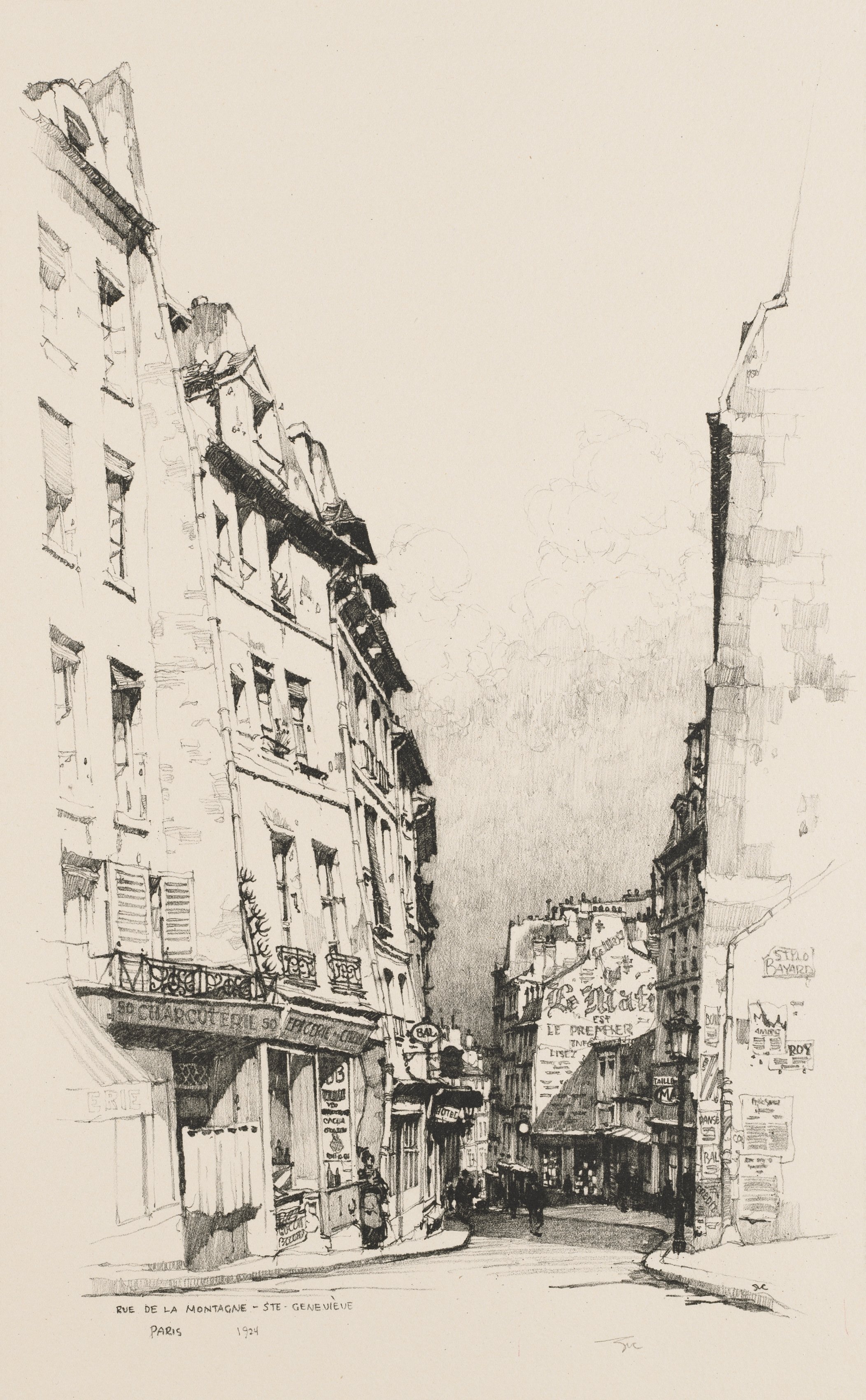 Twenty Lithographs of Old Paris (Vingt Lithographies du Vieux Paris): Rue de la Montagne Sainte Geneviève, Paris