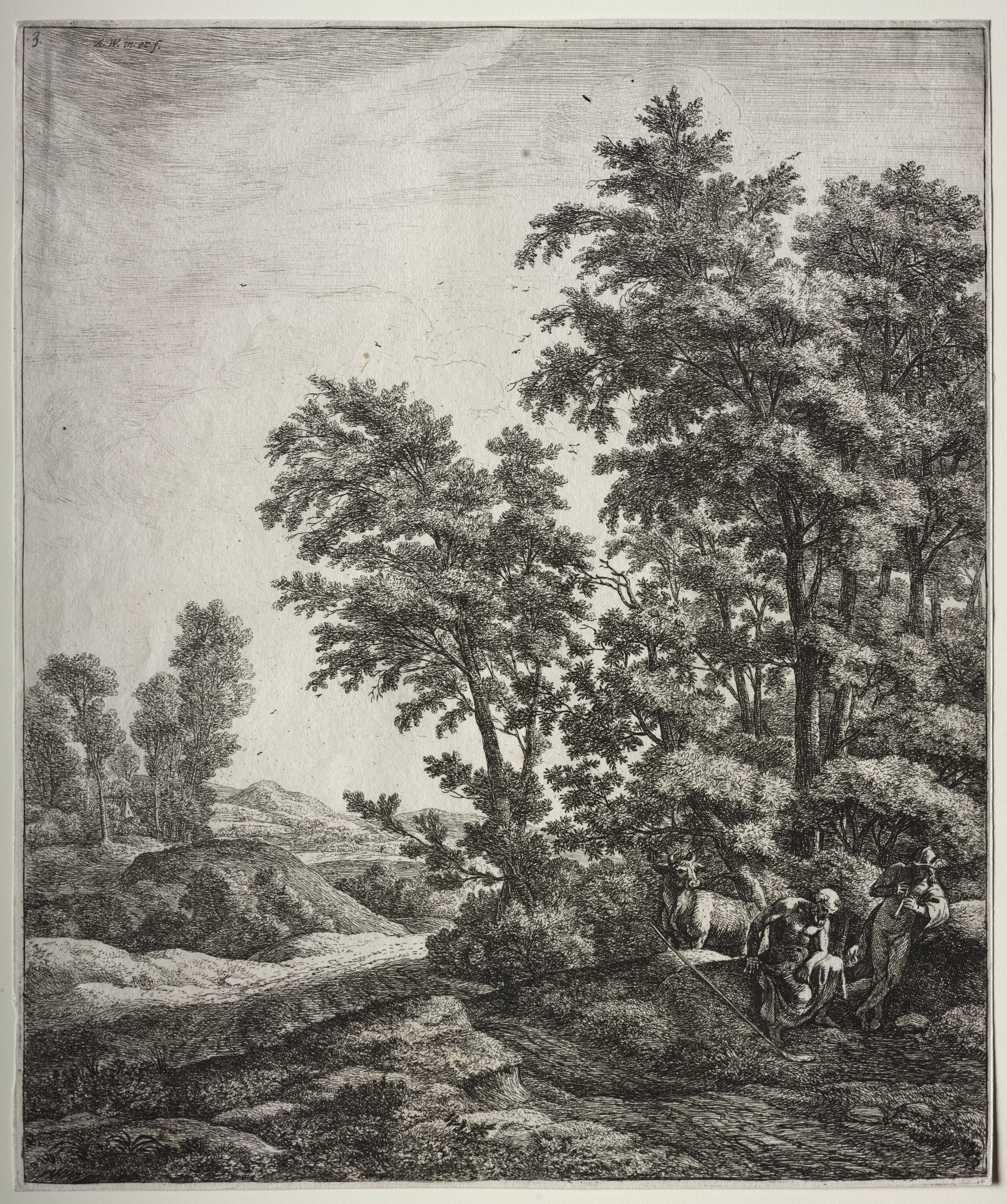 Six large upright landscapes with scenes from Ovid's Metamorphoses: Mercury and Argus