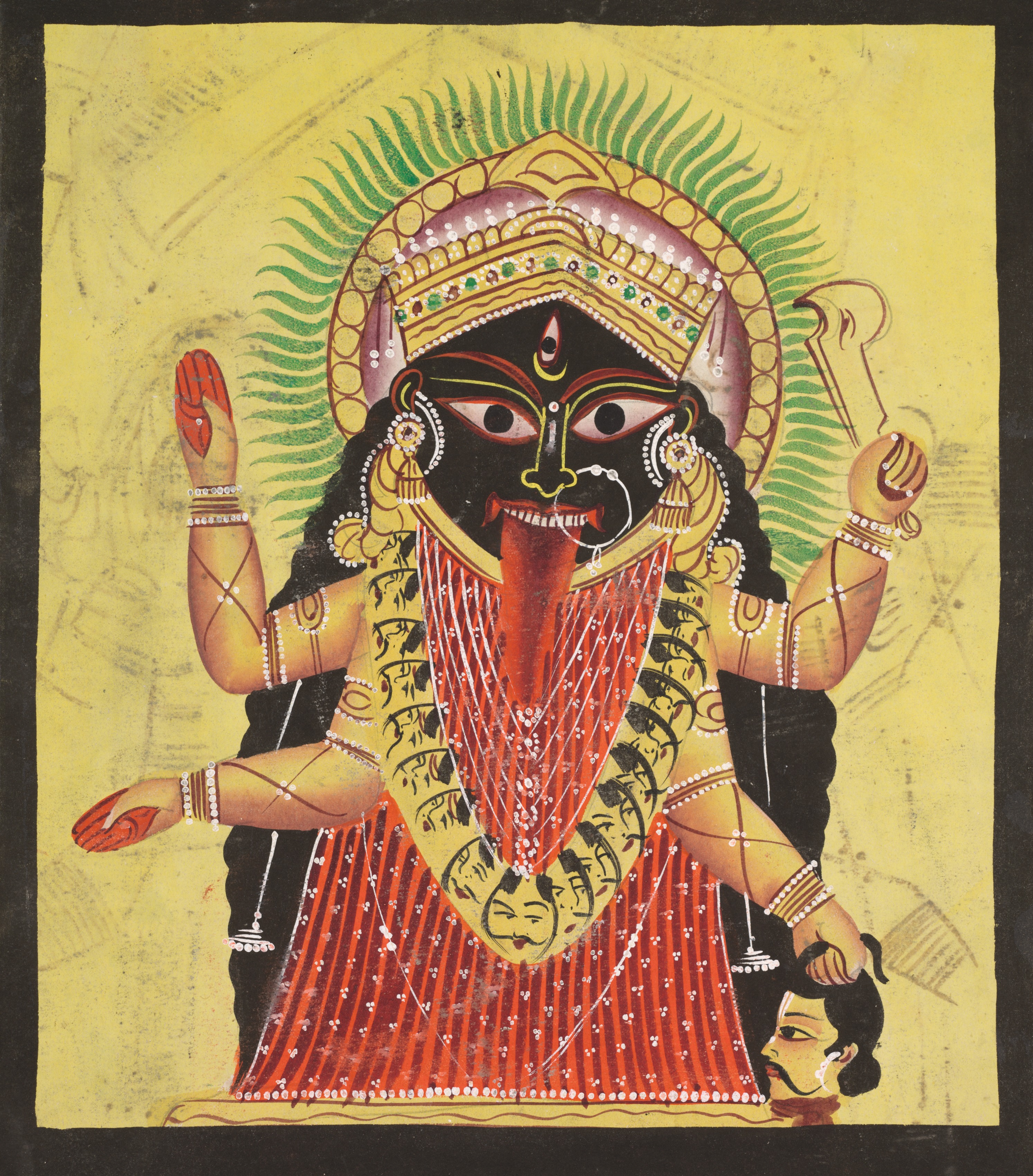 Kali Enshrined (verso), from a Kalighat album