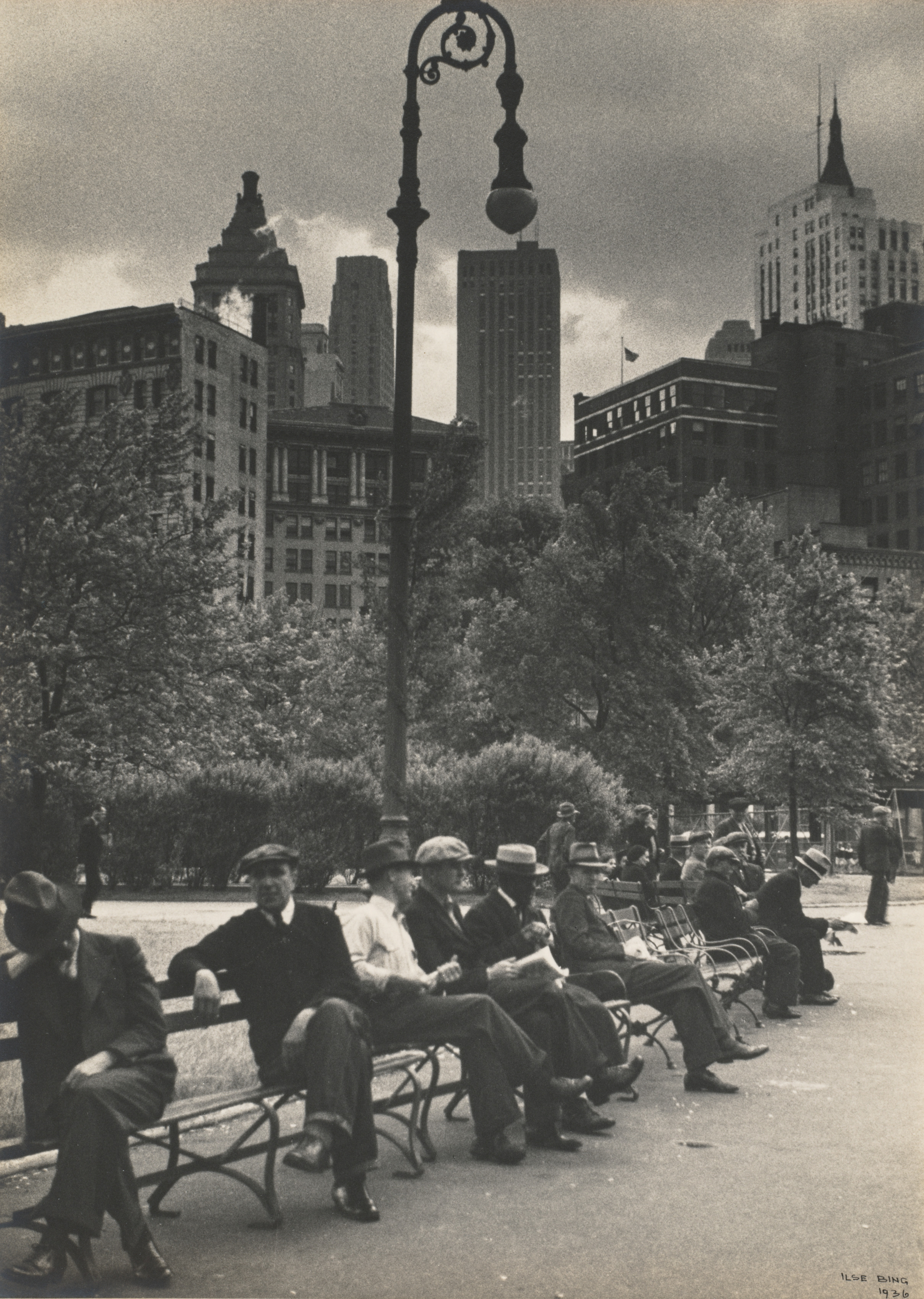 Men Seated on Park Bench, New York City