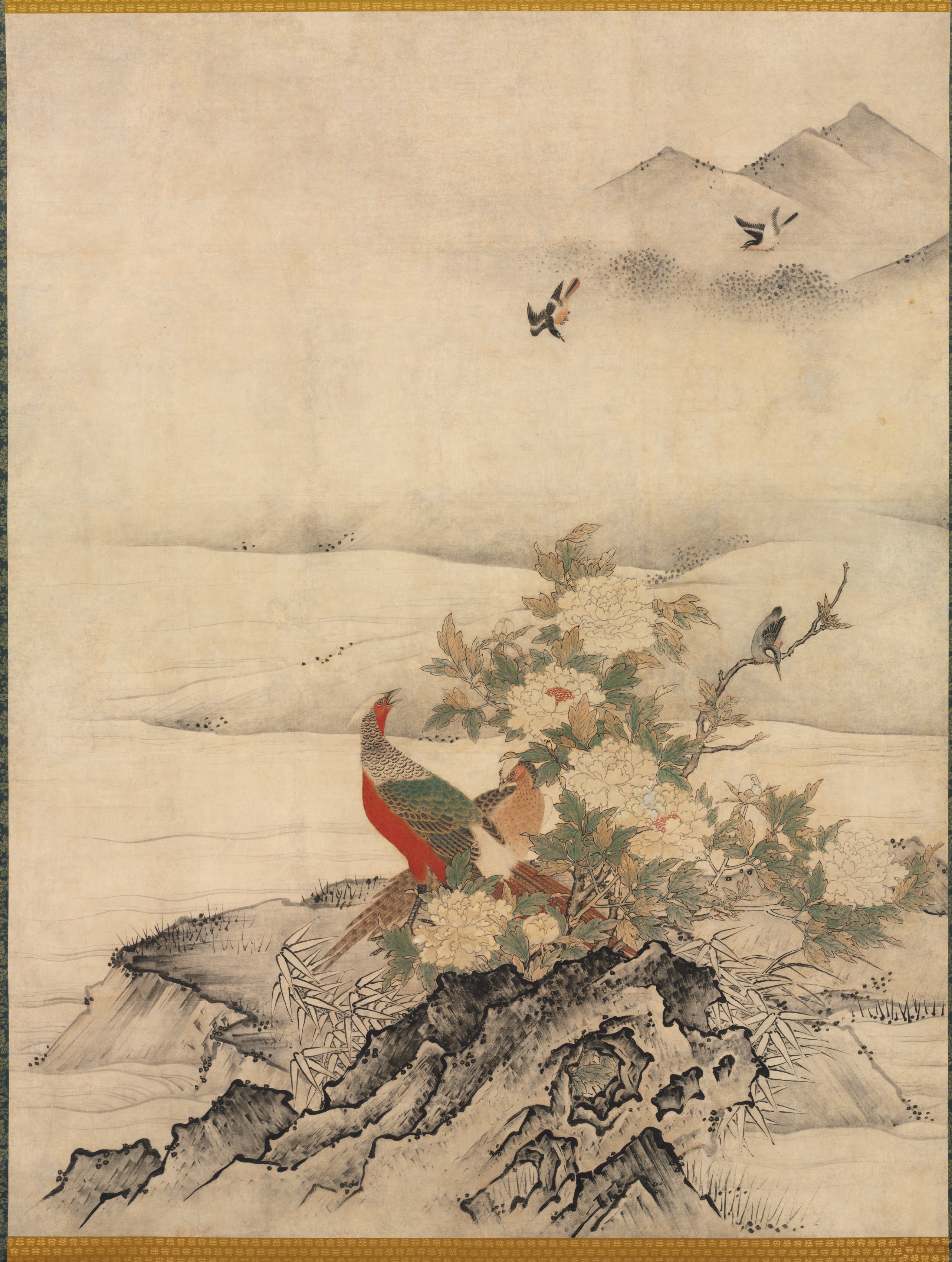 Flowers and Birds in a Spring Landscape
