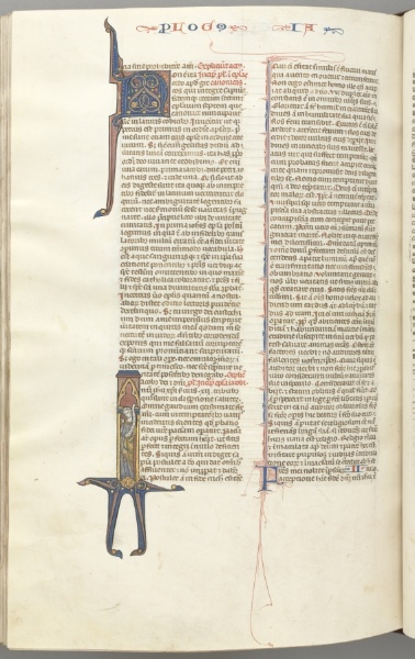 Fol. 476v, James, historiated initial I, James standing with a scroll