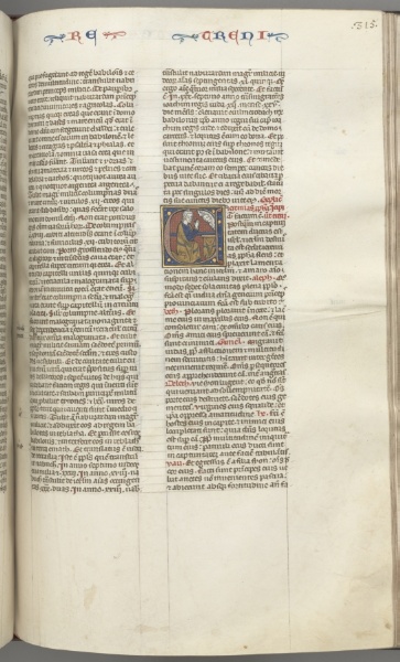 Fol. 315r, Lamentations, historiated initial E, a kneeling Jeremiah praying to a bust of God