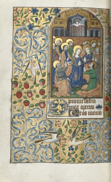 Book of Hours (Use of Rouen): fol. 99v, Pentecost