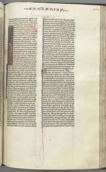 Fol. 365r, Zachariah, historiated initial I, Zachariah standing with a scroll
