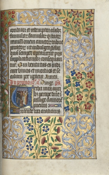 Book of Hours (Use of Rouen): fol. 110r, Opening of the Office for the Dead, Mass for the Dead in Initial
