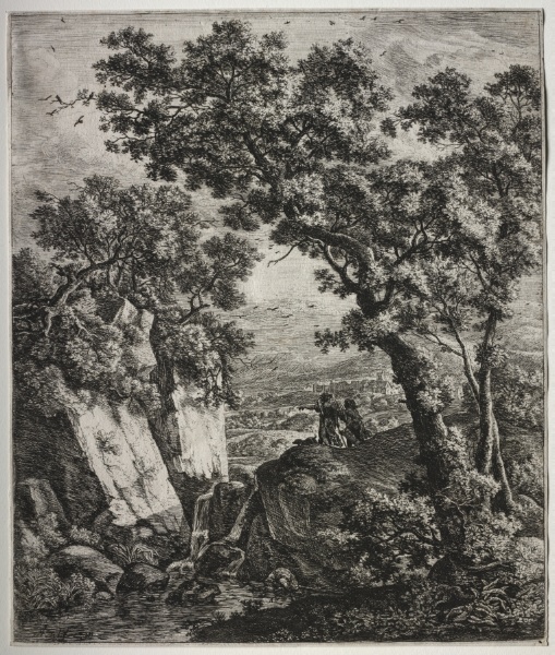 Six large upright landscapes with scenes from the Old Testament: Tobias and the Angel