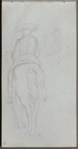 Sketchbook, page 19: Study of a Figure on Horseback seen from behind