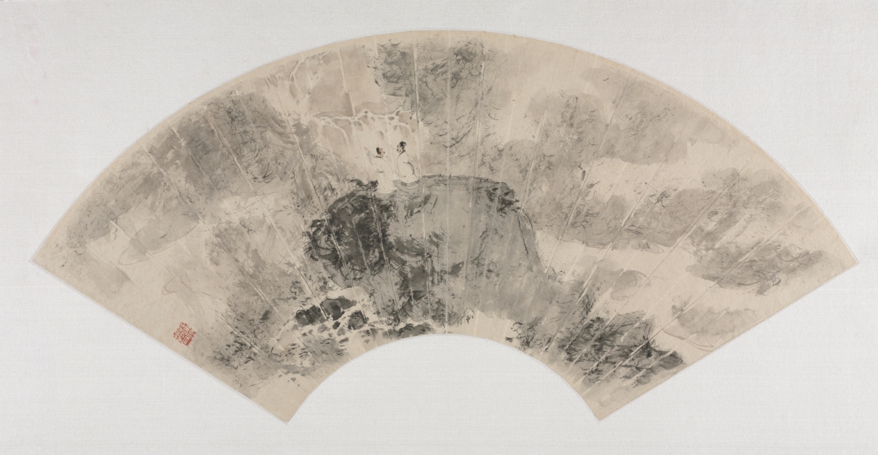 Leaf 11: Two Elders Gazing at the Waterfall, Fu Baoshi, 1960s