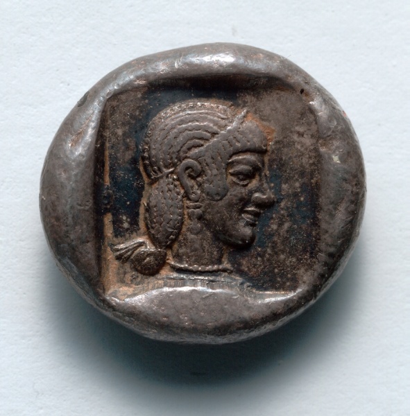 Drachm: Head of Aphrodite within Incuse Square (reverse)