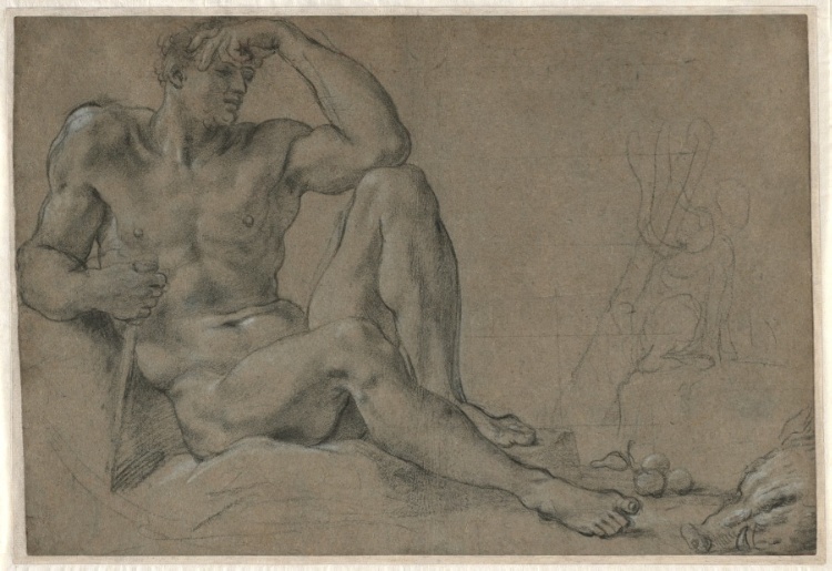 Hercules Resting (recto); Footed Vessel with Handle (verso)