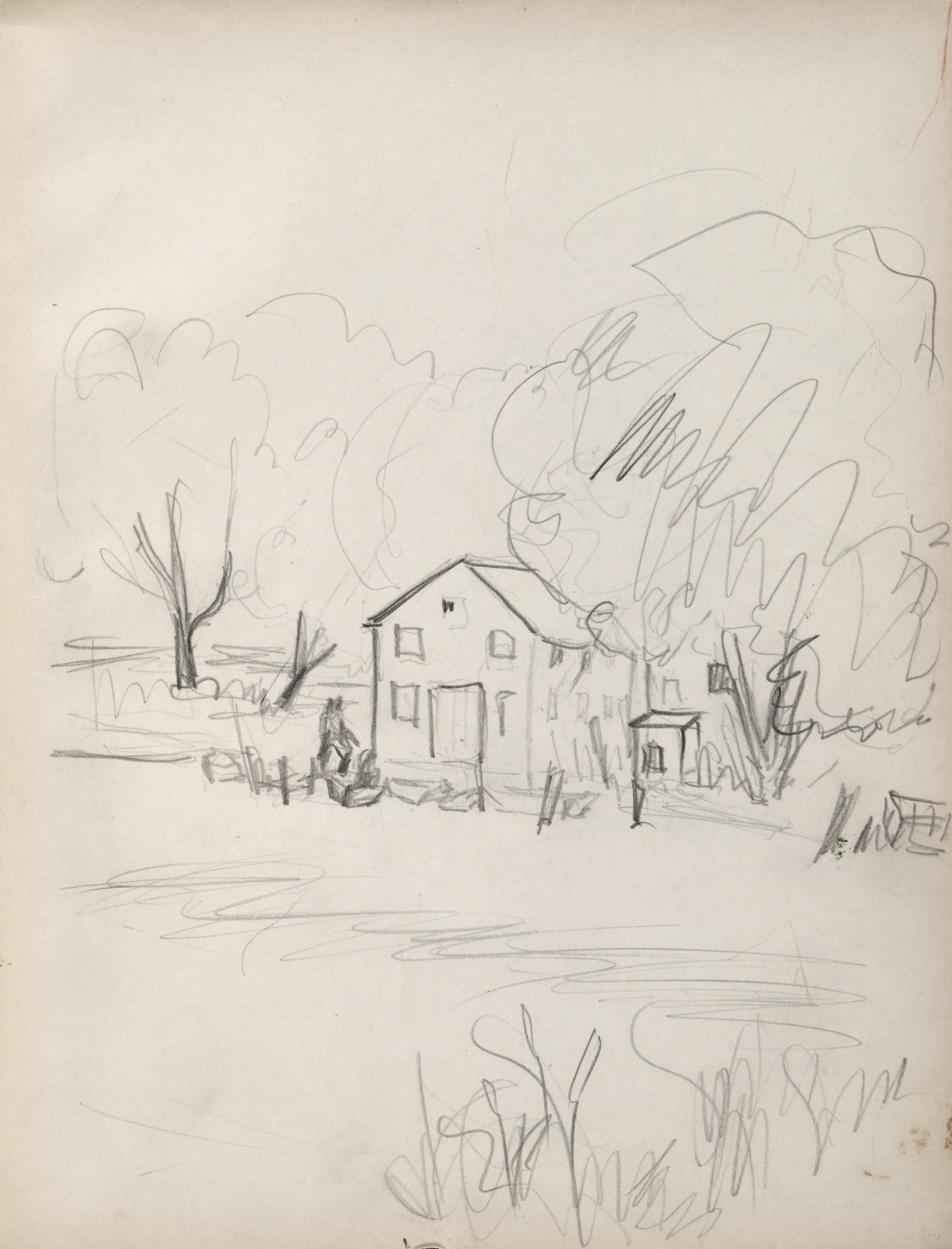 Sketchbook No. 2, page 147: House and trees