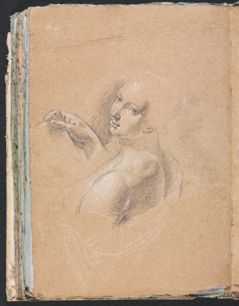 Verona Sketchbook: Female nude looking over left shoulder (page 74)