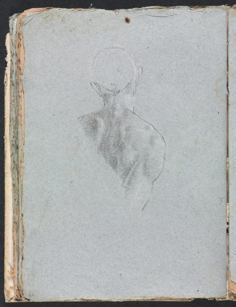 Verona Sketchbook: Male nude head and shoulders from behind (page 62)