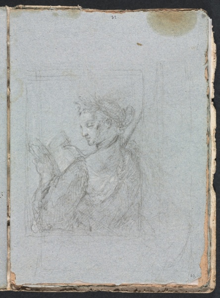 Verona Sketchbook: Female figure with open book (page 63)