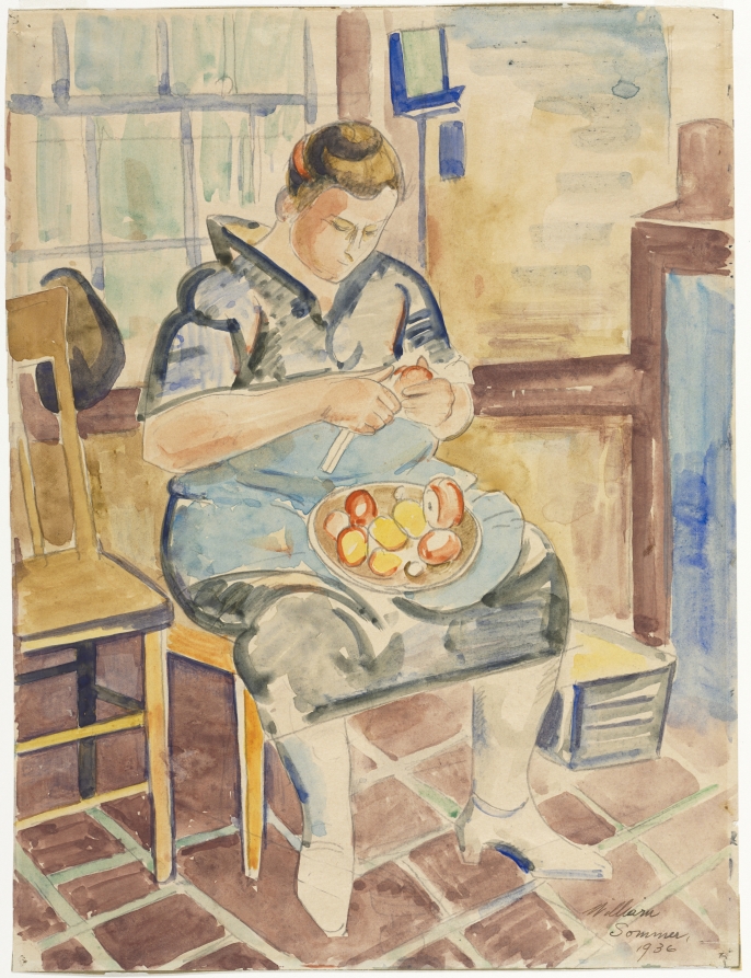 Mrs. Sommer Peeling Apples, William Sommer, 1936