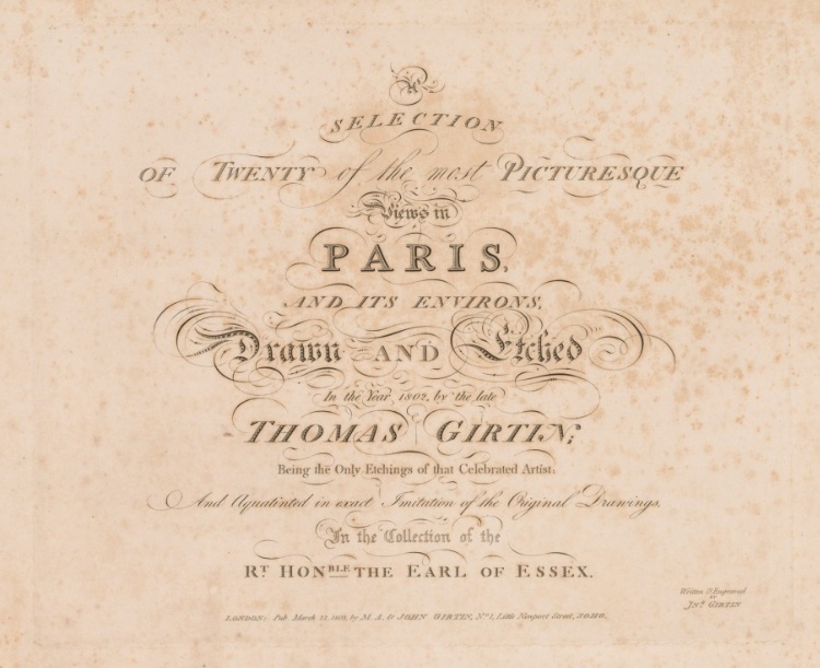 A Selection of Twenty of the Most Picturesque Views in Paris, And its Environs: Title Page